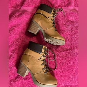 Lace up boots with rubber soles -- 2 inch heel size 9